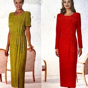 Butterick Pattern Dress Easy Midi 12 14 16 Semi Fitted Mock Wrap 4557 Vtg 90s